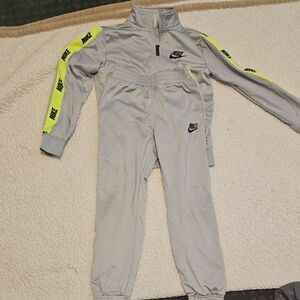 Nike Light Gray Tracksuit with Neon Yellow Accents